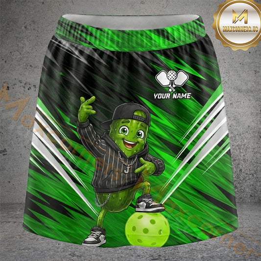 Maxcorners Pickleball Green Pickle Hero Sport Personalized 3D Skort, Skirts With Shorts