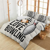 Maxcorners Peace Love Bowling Ball And Pins 3D Bedding Set