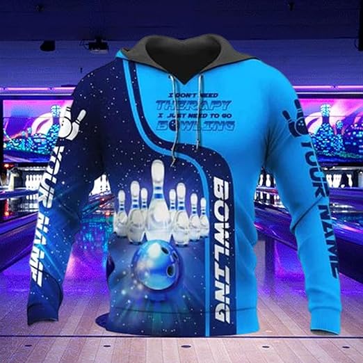 Maxcorners Bowling Blue 3D Custom Name Shirt