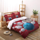 Maxcorners Blue Red Bowling Ball And Pins 3D Bedding Set