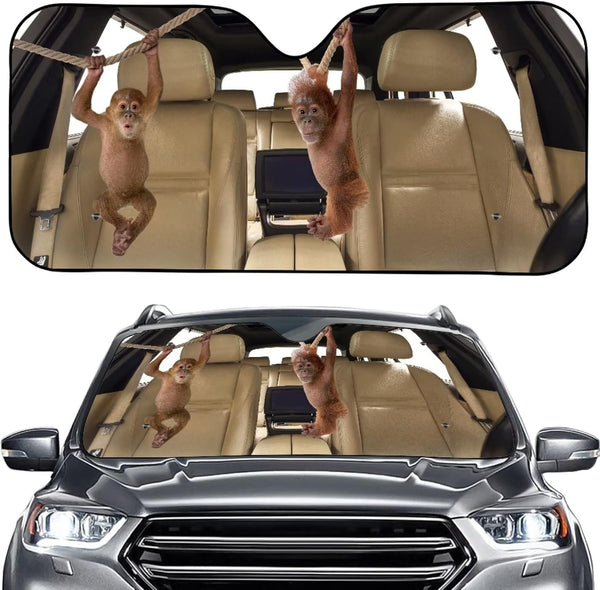 Maxcorners Beldiome Funny Monkey Driver Windshield Sun Shade for Car Front Window Sun Shade