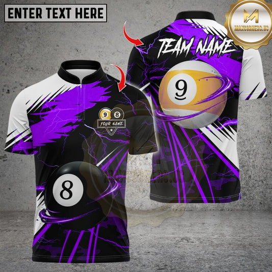 Maxcorners Fire Billiard 8 & 9 Ball Design Multicolor Customized Name, Team Name 3D Shirts
