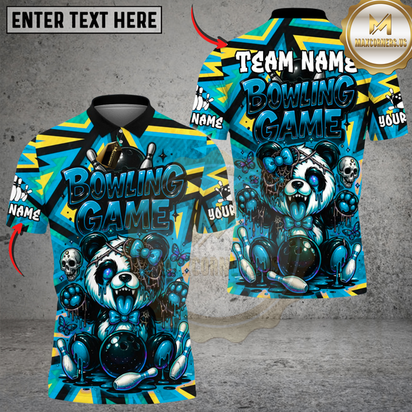 Maxcorners Halloween Panda Bowling Design Multicolor Customized Name, Team Name 3D Shirts