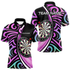 Maxcorners Funny Neon Purple Tribal Dart Shirts For Men – Custom Team Darts Jersey Polo & Quarter Zip LM1605