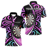 Maxcorners Funny Neon Purple Tribal Dart Shirts For Men – Custom Team Darts Jersey Polo & Quarter Zip LM1605