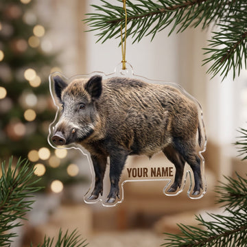 Maxcorners Wild Boar Hunting Realistic Boar Customized Name 3D Keychain And Ornament