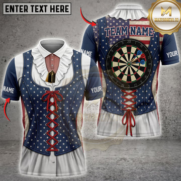 Maxcorners Darts Patriotic Corset Style Dartboard Personalized Name 3D Unisex Shirt