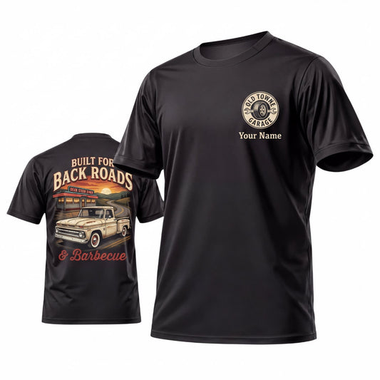 Maxcorners Personalized Car Classic Muscle Car 3D T-Shirt – Black Vintage Road Trips Classic Car Back Print