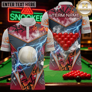 Maxcorners Snooker White Burgundy Geometric Crystal Personalized Name 3D Unisex Shirt