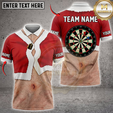 Maxcorners Darts Christmas Santa Claus Suit Classic Dartboard Personalized Name 3D Unisex Shirt