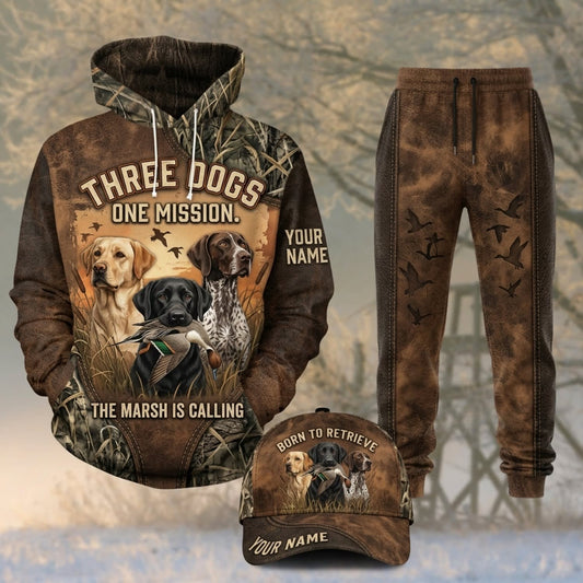 Maxcorners Duck Hunting Three Dogs Hunting Memories Dark Brown Personalized 3D Shirts