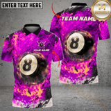 Maxcorners Billiard 8-Ball Pool Flame Inferno Multicolor Option Customized Name, Team Name 3D Polo Shirt