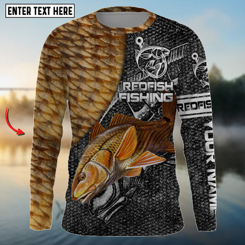 Maxcorners Bull Redfish Puppy Drum Tackle Fishing Customize Name 3D Shirt