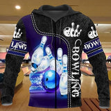 Maxcorners Bowling Black 3D Custom Name Shirt