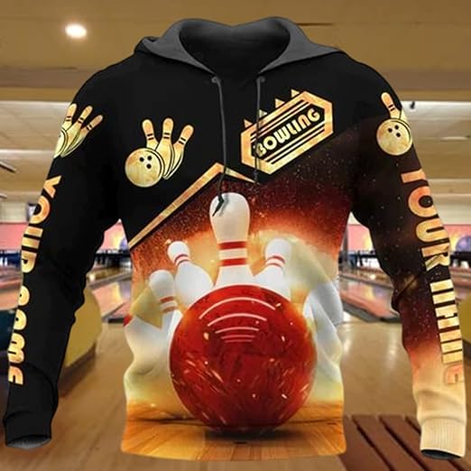 Maxcorners Bowling Fire Red Black 3D Custom Name Shirt