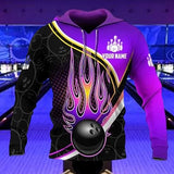 Maxcorners Bowling Black Violet 3D Custom Name Shirt