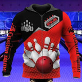 Maxcorners Bowling Red Black 3D Custom Name Shirt