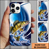 Maxcorners Fishing Blue Ocean Wave Personalized Name Phone Case (12 Fish Species)
