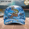 Maxcorners Fishing Ocean Anchor Wave Personalized Name 3D Cap (12 Fish Species)