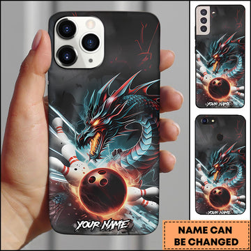 Maxcorners Bowling Dragon Strike Ball Multicolor Personalized Name 3D Phone Case