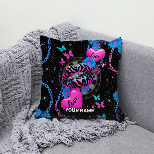Maxcorners Darts Zebra Lips Heart Chain Galaxy Customized Name 3D Pillow