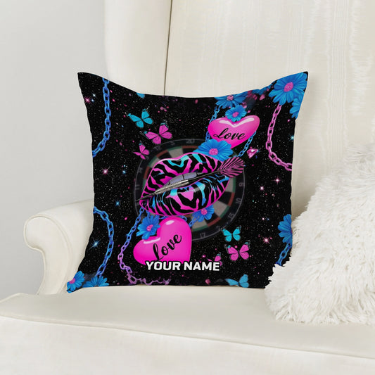 Maxcorners Darts Zebra Lips Heart Chain Galaxy Customized Name 3D Pillow