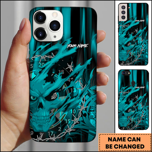 Maxcorners Skull Barbed Wire Dark Art Dartboard Personalized Name 3D Phone Case