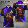 Maxcorners Darts Fire Flame Paint Light Mutilcolor Options Personalized Name, Team Name 3D Polo Shirt