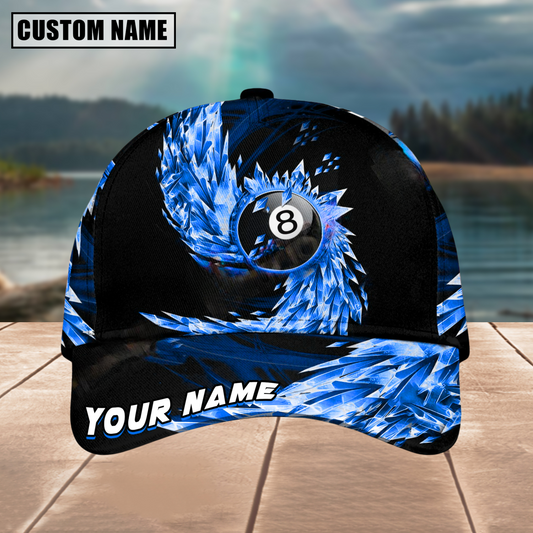 Maxcorners Billiard Ball 8 Breath Of Ice Personalized Name 3D Cap (4 Colors)