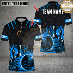 Maxcorners Flame Fire Bowling Multicolor Customized Name, Team Name 3D Shirts 9