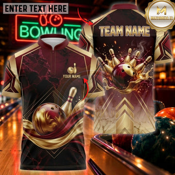 Maxcorners Bowling & Fiery Bowling Ball Strike Graphic Customized Name, Team Name 3D Shirts