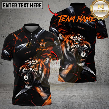 Maxcorners Billiards 8 Ball Tiger King Customized Name, Team Name 3D Shirt (6 Colors)
