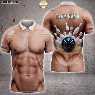 Maxcorners Bowling Muscular Body Bowling Ball Pins Personalized Name 3D Unisex Shirt