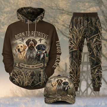 Maxcorners Duck Hunting Born to Retrieve Marsh Grass Brown Personalized 3D Shirts