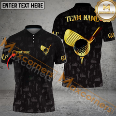 Maxcorners Golf Golden time Multicolor Option Customized Name, Team Name 3D Polo Shirt