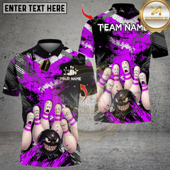Maxcorners Bowling Angry Ball vs Screaming Pins Multicolor Customized Name, Team Name 3D Shirts