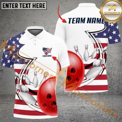 Maxcorners American Curve Strike US Flag Bowling Jersey Multicolor Option Customized Name, Team Name 3D Shirt