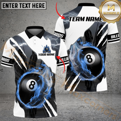 Maxcorners Billiard 8-Ball Pool Fire Lightning Scratch Multicolor Personalized Name, Team Name 3D Shirt