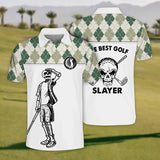 Maxcorners The Best Golf Slayer Skull Golf Polo Shirt, Mens Golf Shirt, Funny Golf Shirt