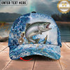 Maxcorners Fishing Ocean Bubble Artwork Personalized Name 3D Cap (12 Fish Species)