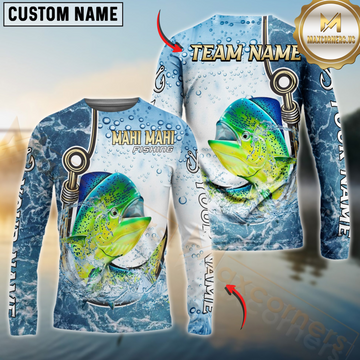 Maxcorners Mahi-Mahi Fishing Golden Hook Graphic Sport Custom Name & Team Name 3D Shirts