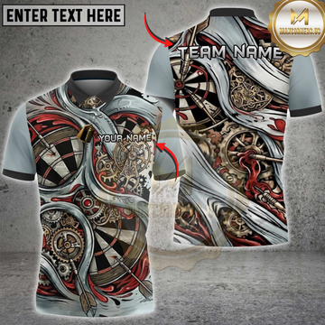 Maxcorners Darts Steampunk Gear Dartboard Mechanical Art Personalized Name, Team Name 3D Shirt