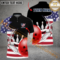 Maxcorners American Curve Strike US Flag Bowling Jersey Multicolor Option Customized Name, Team Name 3D Shirt