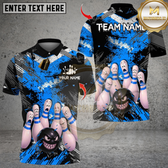 Maxcorners Bowling Angry Ball vs Screaming Pins Multicolor Customized Name, Team Name 3D Shirts