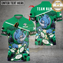 Maxcorners Bowling Rhino Power Multicolor Customized Name, Team Name 3D Shirts