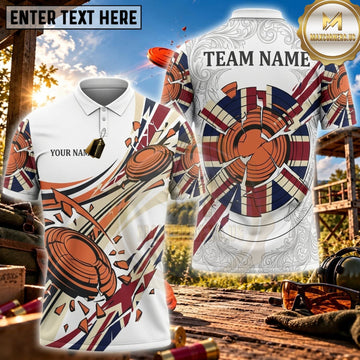 Maxcorners Clay Shooting Union Jack Target Collage Personalized Name 3D Unisex Shirt