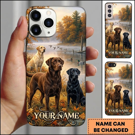 Maxcorners Duck Hunting Two Retriever Dogs Autumn Marsh Adventure Personalized Name 3D Phone Case