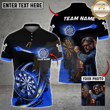 Maxcorners Darts Flaming Dartboard Multicolor Customized Name, Team Name And Photo 3D Shirt