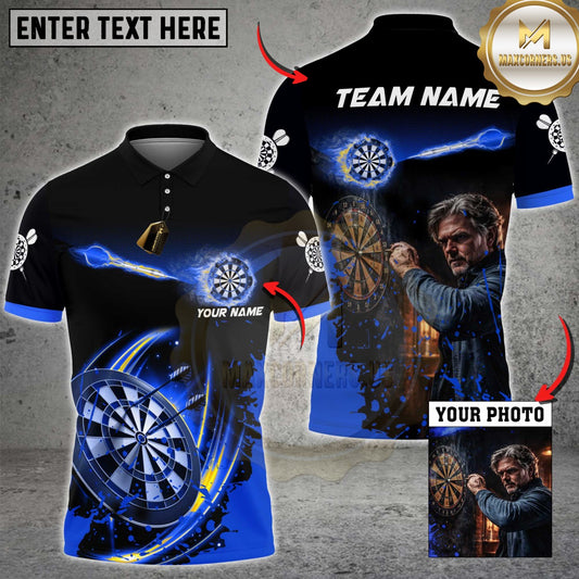 Maxcorners Darts Flaming Dartboard Multicolor Customized Name, Team Name And Photo 3D Shirt