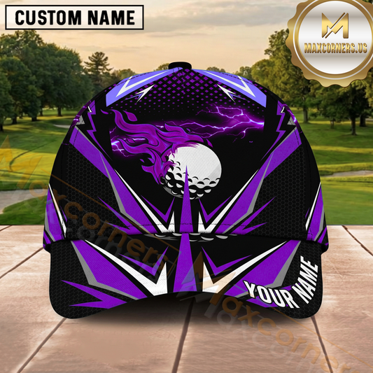 Maxcorners Golf Purple Abstract Lines Personalized Cap